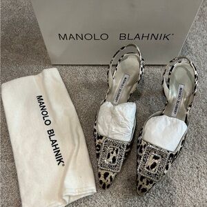 Manolo Blahnik Leopard Embellished Heels 38